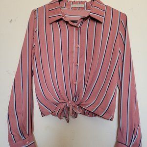 Pink Stripped Long Sleeve Top Size Medium